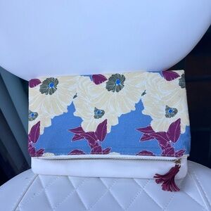 Rachel Pally Blue and Cream Floral Clutch
